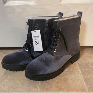 NWT Crushed Velvet Combat Boots